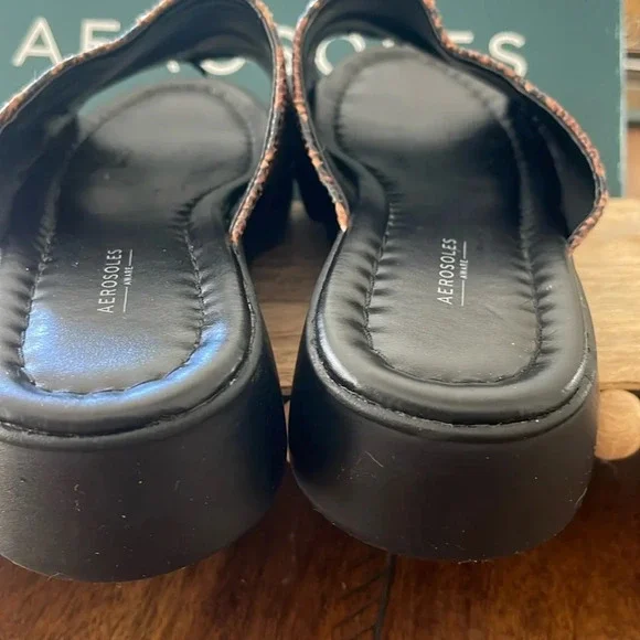 Aerosoles Women's Wanza Wedge Sandal brown black snake print size 6.5 - Picture 4 of 16